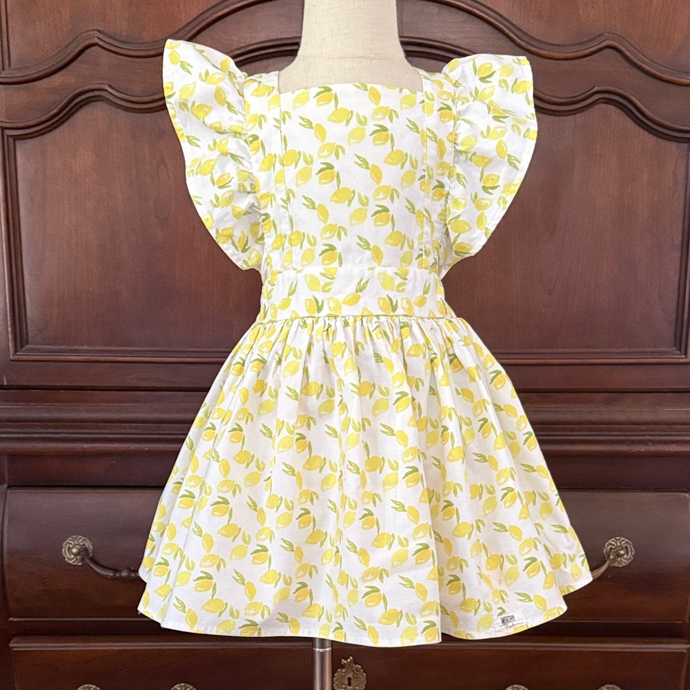 Girls Lemon Print Dress 4T Ruffle Sleeve Summer Spring *read condition*